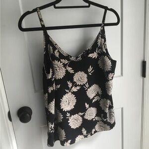 Forever 21 Black and Cream Floral Camisole